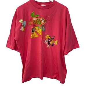 Vintage Sunbelt Short Sleeve T-Shirt Pink Tropical Fish Puffy Paint Womens XL